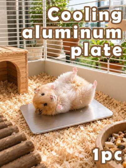 1pc Aluminum Cooling Plate, Suitable For Hamsters, Guinea Pigs And Small Pets; Reusable Summer Cooling Pad, Smooth Surface And Rounded Corner Design. Easy To Clean, Provides A Cool Resting Area. Hamster Cage, Hamster Cage
