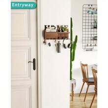 Estante de llaves montado en la pared con organizador de clasificación de correo, ganchos decorativos para llaves para entrada, pasillo, dormitorio, cocina, oficina, solución de almacenamiento para el hogar - Multicolor - Ver 5