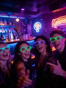 30/15/1pc Glow Party Glasses, Fluorescent Party Glasses, Colorful Neon Glowing Party Glasses, Color-Changing Glowing Glasses, Suitable For Bars, KTV, Parties And Photo Booths, Concerts - Plastic Material, No Power Required - No Feathers, Halloween - Multiple Styles - View 10