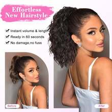 14 Inch Clip-In Ponytail Hair Extension, Curly Ponytail Hair Extension, Natural Lightweight Voluminous Synthetic Fiber Clip-In Ponytail For Women, Suitable For Daily Wear - Multicolor - View 3