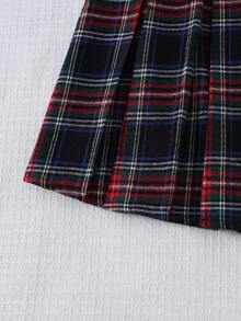 Back To School Season Girls Fashion Casual Campus Style Long Sleeve Shirt With Plaid Vest And Plaid Skirt 3-Piece Set - Multicolor - View 9