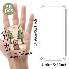 50pcs Cute Christmas Gift Tags With Jute Rope - Fun Holiday Design, Includes Bear, Reindeer, Christmas Tree, Angel And Dog, Paper Party Gift Tags, Suitable For Christmas Gifts, Gift Wrapping And DIY Crafts - A - View 3