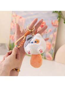 1 pieza Llavero colgante de peluche de animal relleno con diseño de gato con bollo - Multicolor - Ver 9