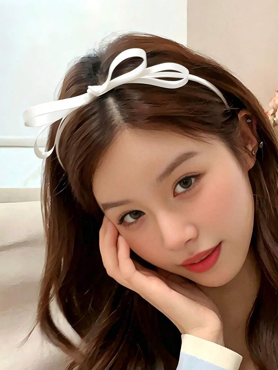 1件女款緞帶3D蝴蝶結寬版髮箍,時尚復古髮飾,適合任何場合 - 多色1 - 查看 1