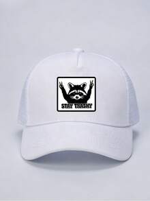 1pc Men's STAY TRASHY Trucker Hat, Personalized Letter Raccoon Baseball Cap, Street Fashion Mesh Hat, Outdoor Sun Protection Casual Hat, Spring/Autumn Travel, Beach Vacation - Multicolor - View 7