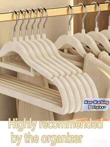 20pcs Velvet Hangers Non-Slip Space-Saving Closet Storage Organizer Durable Plastic Rack For Bedroom Bathroom Office Dorm Home Clothing Organizer - Multicolor - View 2