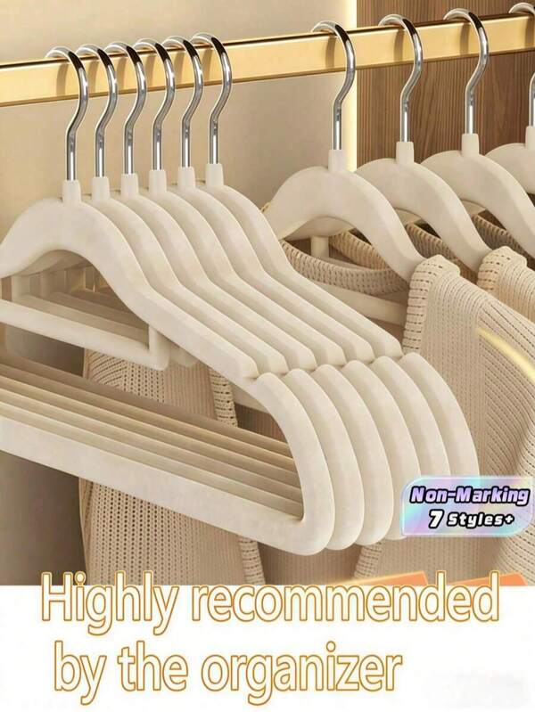 20pcs Velvet Hangers Non-Slip Space-Saving Closet Storage Organizer Durable Plastic Rack For Bedroom Bathroom Office Dorm Home Clothing Organizer