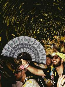 1pc Unique Folding Fan With Dollar Pattern, Innovative Design, Personalized Handheld Fan, Perfect For Parties, Weddings, Club Events, Halloween And Other Festivals - Multiple Styles - View 7