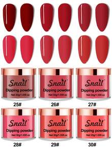 SNAIL 浸粉 6色紅色春夏美甲浸粉 DIY 沙龍居家禮品，無需美甲燈烘烤，Y2K風格，壓克力穿戴式美甲片 - 彩色 - 查看 9