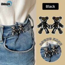 1 pieza Hebilla de ajuste de cintura con diseño de oso, alfiler ajustador de cintura para jeans de mezclilla, botón mágico, hebilla fija para ajuste de cintura y reducción de talla de cintura - 1 par Oso - Ver 9
