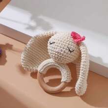 Handmade Crochet Big Ear Rabbit Rattle, Baby Rattle Toy, Attracts Baby's Attention, Infant Parent-Child Interaction Toy, Built-In Bell, 3D Cute, Rich Details, Newborn Commemorative Gift, Easter Gift, Halloween Gift - Multicolor - View 3
