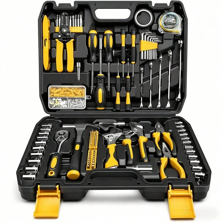 Set Alat Perbaikan Mobil Profesional 115/46pcs - Set Alat Premium untuk Perawatan Mobil, Sepeda, dan Sepeda Motor - Ringkas dan Portabel, Solusi Lengkap, dengan Kunci Ratchet, dan Berbagai Set Obeng - MultiWarna - View 1