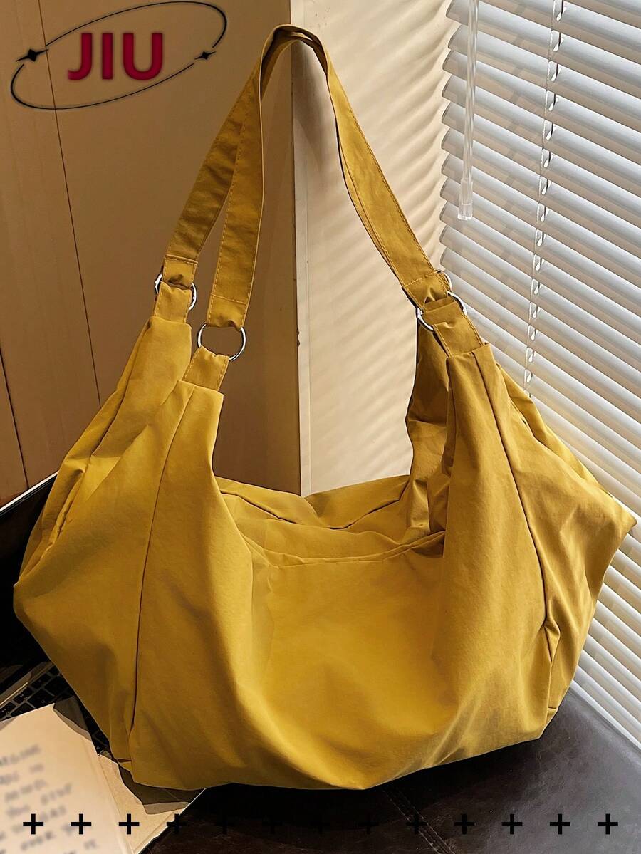 純色休閒尼龍女款後背包，多功能時尚托特包，大容量馬鞍包，通勤女款單肩包，輕便日常使用包，便利旅行包，適合學生、旅行、度假、出差、日常通勤、購物、辦公、約會、戶外活動，生日禮物，節日禮物