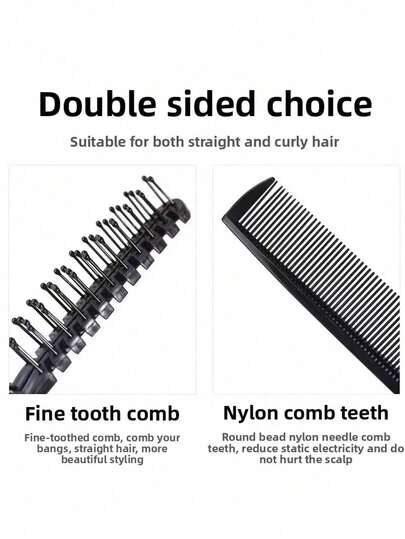 1 pieza Peine plegable unisex para cabello liso, peine plegable de doble cabezal, peine anti-frizz, peine de dientes anchos de tamaño pequeño portátil, peine de limpieza gratuita, peine de masaje y rizado portátil de doble propósito, conveniente y rápido, la elección perfecta