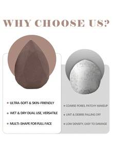 Matte Brown Diamond Velour Makeup Sponge Set, Dual Sided Flocked Beauty Multi Sizes 2/4/6/8/12 Packs, Reusable Cosmetic Blending Sponges For Liquid Foundation, Loose Powder, Concealer, Cream Makeup - Multicolor - View 9
