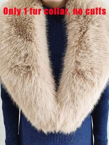 Faux Fur Collar Cuffs Set Winter Fluffy Shawl, 3 Options: Collar+Cuffs / Single Collar / Cuffs Only - Multicolor - View 40