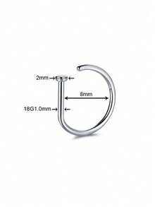 2pcs Minimalist 18K Gold Plated Stainless Steel D-Shaped Clip-On Fake Nose Ring, Hypoallergenic Non-Piercing Nose Hoop Jewelry, Suitable For Daily, Commute, Party, Music Festival, Nightclub Wear - D-shaped Non-piercing Nose Ring - View 2