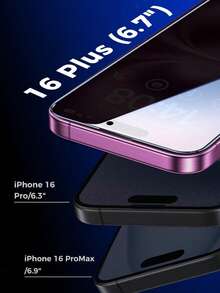 2 Packs - Privacy Tempered Glass Screen Protector With Silkscreened Black Border, Compatible With IPhone 17 Pro Max/17 Pro/17/17 Air/16/16 Plus/16 Pro/16 Pro Max/15/15 Pro/15 Plus/15 Pro Max. A Birthday Gift For Family And Friends. Features Include Privacy Screen Protection, Phone Screen Protector, Waterproof, Shockproof, Drop-Proof, Scratch-Resistant, Fingerprint-Resistant, And Full Coverage. - Black - View 4