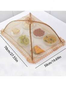 1pc Foldable Food Cover, Dust-Proof And Fly-Proof Tabletop Food Cover, Rectangular Mosquito-Proof Kitchen Cover For Vegetables - White - View 22