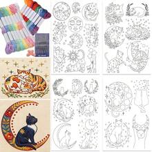 Stick And Stitch Water-Soluble Embroidery Stabilizer, Moon Cat Star Floral Pattern, Suitable For DIY Embroidery On Shirts, Jackets, Bags - A388 - View 15