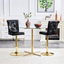 Set Of 2 Black Vintage Crocodile Leather Lift Bar Stools - 黑色 - 查看 6