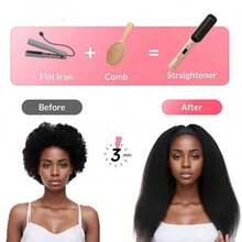 Straightening Comb, Quick Straightening Styling Comb, Electric Hot Comb, 5 Temperature Settings, Fast Heating Straightening Comb, Suitable For Home And Salon - 粉色 - 查看 5