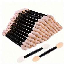 200/100/50/10pcs Eyeshadow Brushes, Dual-Ended Sponge Eye Makeup Applicators For Women And Girls (Black, Nude, White) - Multicolor - View 7