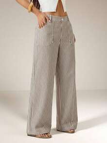 Women Pants - 卡其色 - 查看 1