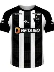 Atlético Mineiro Listrado 2025 - Preto e Branco - Visão 3