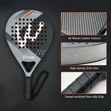 CWIN BLAZE Pro Padel 球拍,3K 編織碳纖維表面,柔軟高密度 EVA 核心,寬淚滴形框架,超大甜區,360g 平衡輕量化 - 彩色 - 查看 6