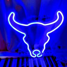 1pc Bull Head Neon Sign Battery Or USB Powered, LED Light Desktop And Wall Decor, Bull Head Size 28x25cm Approx 11x9.9in Suitable For Bedroom, Room, Bedroom, Hallway, Bar, Birthday Party, Wedding, Proposal, Valentine's Day, Mother's Day, Children's Day, Halloween, Christmas And Other Holiday Decorations And Gifts, Men's Game Room Background Decor Light - White - View 29