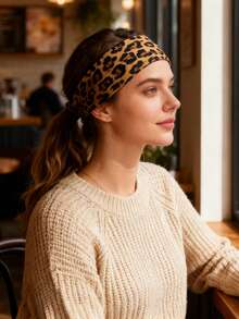6pcs/Set Elastic Non-Slip Soft Fabric Women's Headbands Tortoise Shell Pattern - Yoga, Running, Sports Hair Accessories - Multicolor - View 8