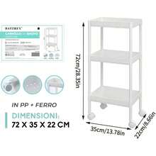 3-Tier Storage Shelf With Universal Wheels, Multi-Functional Storage Rack For Bathroom And Kitchen, Storage Trolley, Sturdy And Durable. Ideal For Storing Items In Narrow Gaps And Corners, Perfect For Kitchens, Bathrooms And Dormitories. - White - View 15