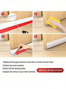 Flexible Door Bottom Seal Strip 1pc, Windproof & Dustproof Door Gap Blocker, Tool-Free Quick Installation, Trimmable Sealing Strip, Suitable For Bedroom, Bathroom, Indoor Home Doors - Door Gap Seal - View 6