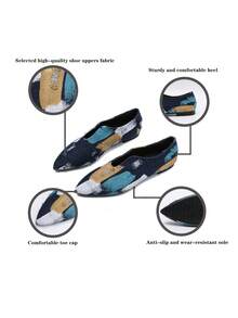Factory Direct Premium Women's Closed-Toe Sandals, Spring/Summer French Romantic Pointed Toe Low Heel Slingback Pumps - Navy Blue - View 7