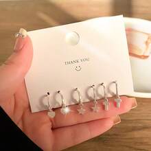 European And American Hot-Selling Fashion Oil Drop Heart Butterfly Faux Pearl Earrings Set For Women - Set 4 - View 18