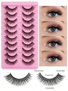 10 Pairs Fox Style False Eyelashes, DIY Eyelashes, Natural Style Soft And No Shedding, Suitable For Beginners Daily Makeup - View 2