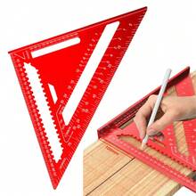 Penggaris Segitiga Kayu 12 Inci, Alat Pengukur Sudut untuk Pertukangan Kayu, Penggaris Penanda Paduan Aluminium dengan Busur Derajat Sudut dan Skala Metrik, Konstruksi Logam Tahan Lama, Metrik, Cocok untuk Dekorasi Rumah dan Proyek Desain - 12 inci - View 3