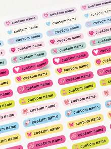 Custom Heart Name Stickers,Personalized Pen Labels,Cute Cartoon Decals,Customized Name Tags,Customizable Back To School Gift,Personalized Stickers - Style a - View 6