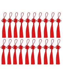 5/10/20pcs Red Chinese Knot Peace Knot Car Pendant Decoration Keychain Accessories, Smooth Satin Tassel, Handmade Chinese Knot Rope, Suitable For Lunar New Year And Spring Festival Decoration - Red - View 11