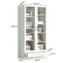 Glass Display Case, Filing Cabinet, Display Case For Collectible Figures, 4-Tier Toy Cabinet With 2 Drawers, App-Controllable RGB Lighting, Children's Furniture, Colorful Ceramic Spherical Handles, White, 60x35x170 - 80*40*160 cm - View 11