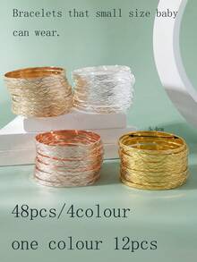 12pcs Exquisite Sparkling Royal Court Style Creative Unique Thin Wavy Layered Bracelets - Multicolor - View 13