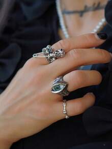 1 buah Cincin Mata dengan Urat yang Menonjol, Cincin Jari Mata 3D Totem Vintage yang Dapat Diatur, Cincin Mata Tirai Gaya Jalanan - Cincin bola mata - View 4