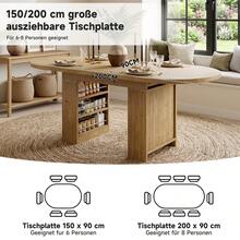Extendable Dining Table 150/200 * 90, Suitable For 6-8 People, With Storage Space, Thickened Tabletop, Scandinavian Style Dining Table, Oak Color. - 1 - 查看 4