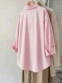 Casual Commuter Pink Striped Plus Size Shirt - Multicolor - View 2