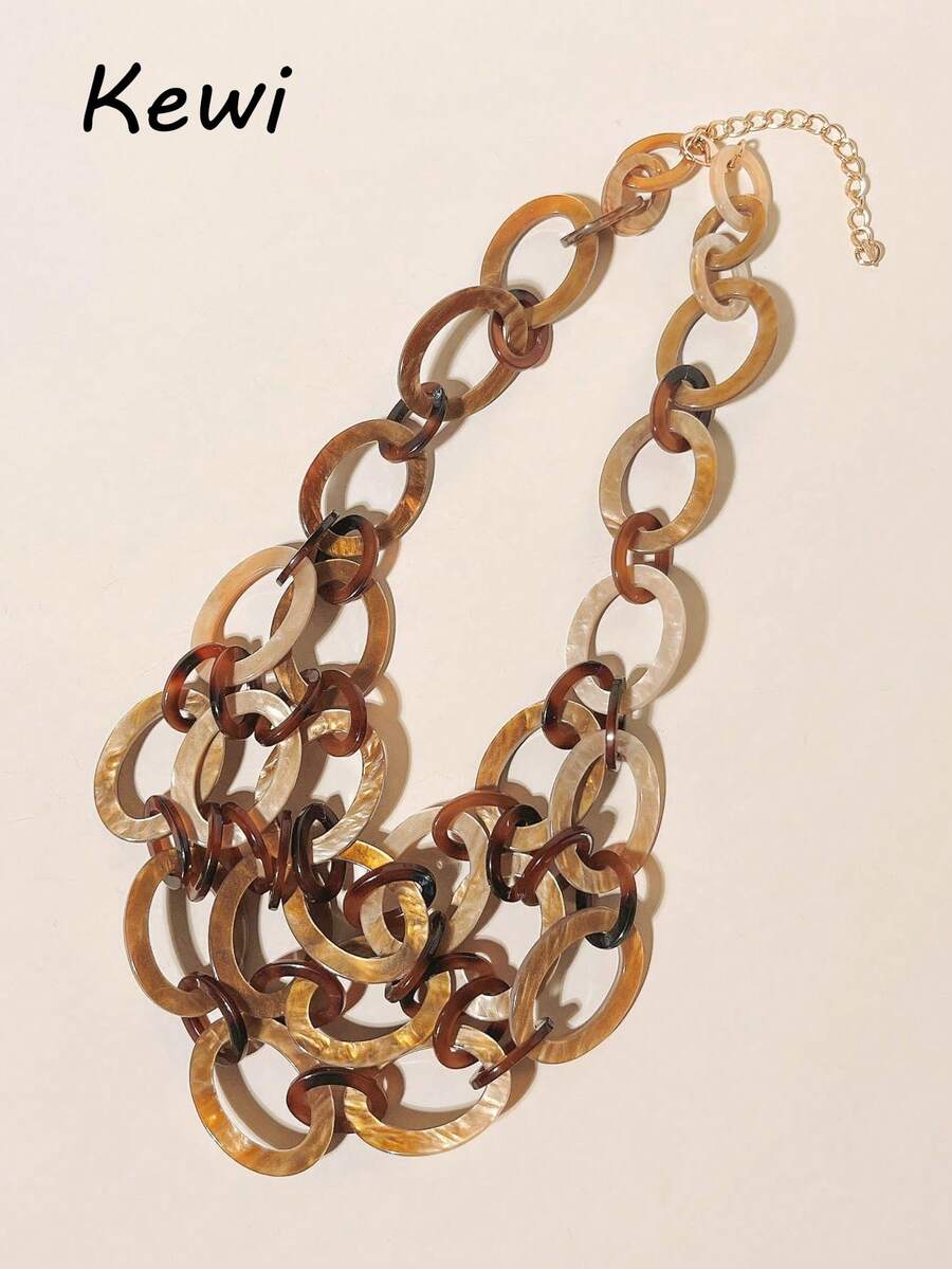 Minimalist Layered Chain Necklace - Multicolor - View 1