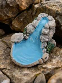 1/2pcs Vintage Mini Landscape Garden DIY Decor, Blue DIY Small Pond Fairy Garden Lawn Decoration, Mountain Dollhouse Decor Handicraft, Car Dashboard Daily Commute Scene Decoration, Exquisite Handmade Craft For Car Owners, Mini Landscape Details, Car Decoration Accessories - A - View 5