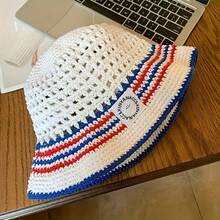 Korean Style Striped Women's Bucket Hat, Summer Versatile Hollow Out Breathable Sun Protection Hat, Suitable For Spring And Summer, Casual Outdoor Hat - Multiple Styles - View 12