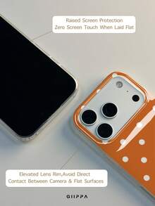 GIIPPA 1件白色底色搭配橘色鏤空波點圖案設計，Phone 17 Pro Max 手機殼，相容於 Phone 16 Pro Max、15 Pro Max、14 Pro Max，韓系高端時尚趣味手機殼，相容於 11/12/13/14/15/16 Pro Max Plus，優雅設計男女皆宜，送給女友的聖誕節、情人節、復活節、婚禮季與生日完美禮物！ - 橘色 - 查看 6