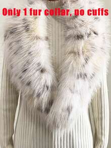 Faux Fur Collar Cuffs Set Winter Fluffy Shawl, 3 Options: Collar+Cuffs / Single Collar / Cuffs Only - Multicolor - View 16